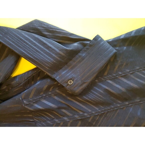 Womens Sz 18 Button Front Dressy 3/4 Sleeve Shinny Subtle Stipes Michel Antoni - Picture 5 of 11